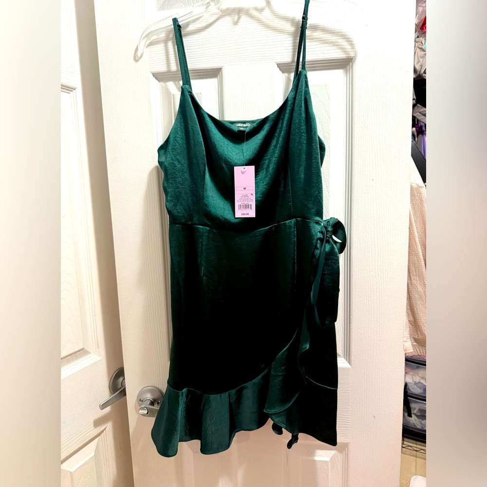 Wild Fable emerald green faux wrap dress size M